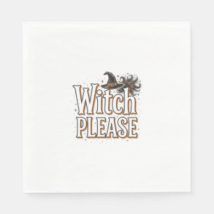 Vintage Witch Please Halloween Vector Design_1 Napkin