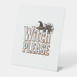 Vintage Witch Please Halloween Vector Design_1 Pedestal Sign