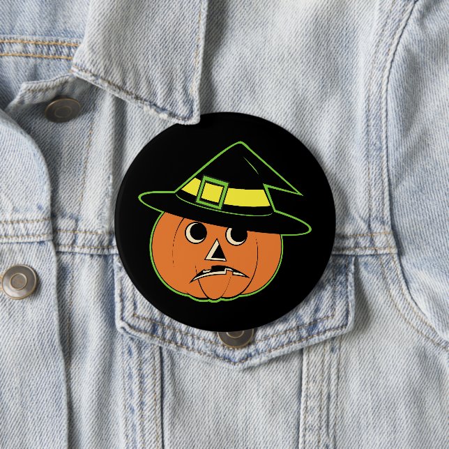 Vintage Witch Punpkin Button (In Situ)