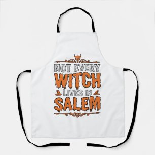 Vintage Witch Salem Halloween Typography Design_1 Apron