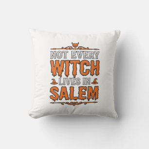 Vintage Witch Salem Halloween Typography Design_1 Cushion