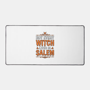 Vintage Witch Salem Halloween Typography Design_1 Desk Mat