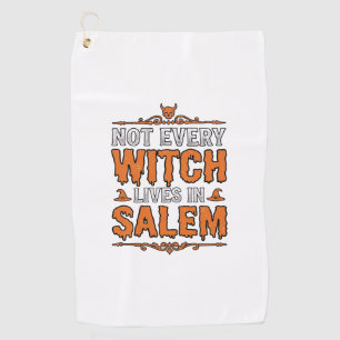 Vintage Witch Salem Halloween Typography Design_1 Golf Towel