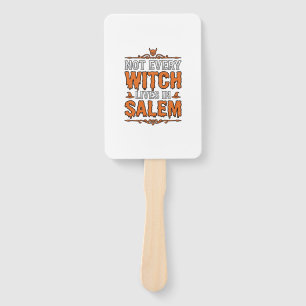 Vintage Witch Salem Halloween Typography Design_1 Hand Fan