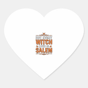 Vintage Witch Salem Halloween Typography Design_1 Heart Sticker