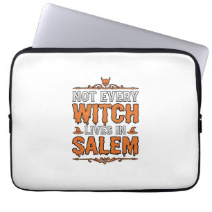 Vintage Witch Salem Halloween Typography Design_1 Laptop Sleeve
