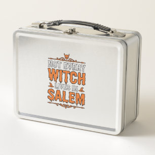 Vintage Witch Salem Halloween Typography Design_1 Metal Lunch Box