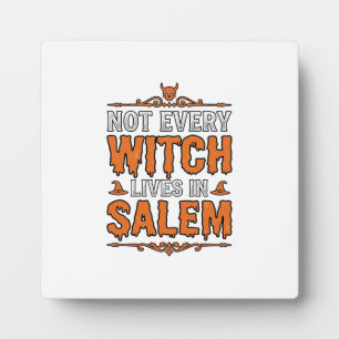 Vintage Witch Salem Halloween Typography Design_1 Plaque