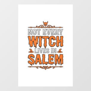 Vintage Witch Salem Halloween Typography Design_1 Window Cling