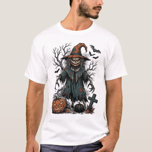 Vintage Witch Scarecrow Halloween Pumpkin Shirt De