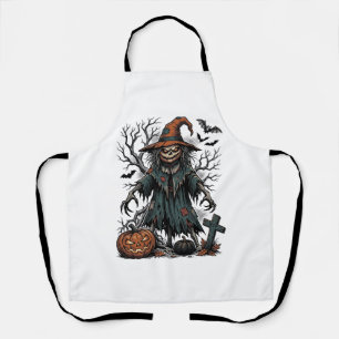 Vintage Witch Scarecrow Halloween Pumpkin Shirt De Apron