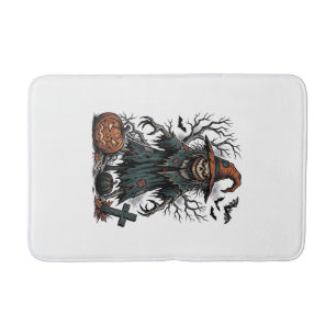Vintage Witch Scarecrow Halloween Pumpkin Shirt De Bath Mat