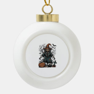 Vintage Witch Scarecrow Halloween Pumpkin Shirt De Ceramic Ball Christmas Ornament