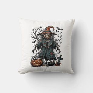 Vintage Witch Scarecrow Halloween Pumpkin Shirt De Cushion