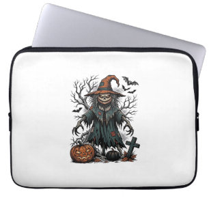 Vintage Witch Scarecrow Halloween Pumpkin Shirt De Laptop Sleeve