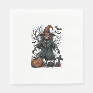 Vintage Witch Scarecrow Halloween Pumpkin Shirt De Napkin