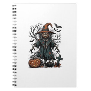 Vintage Witch Scarecrow Halloween Pumpkin Shirt De Notebook