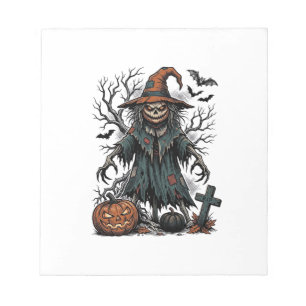 Vintage Witch Scarecrow Halloween Pumpkin Shirt De Notepad