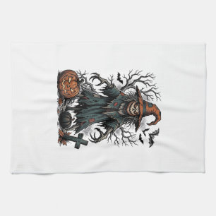 Vintage Witch Scarecrow Halloween Pumpkin Shirt De Tea Towel