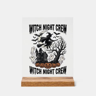 Vintage Witch Shirt Halloween Coven Night Graphic_ Acrylic Sign