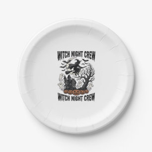 Vintage Witch Shirt Halloween Coven Night Graphic_ Paper Plate