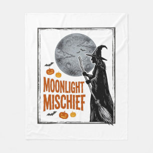 Vintage Witch Shirt Halloween Moon Silhouette_1 Fleece Blanket