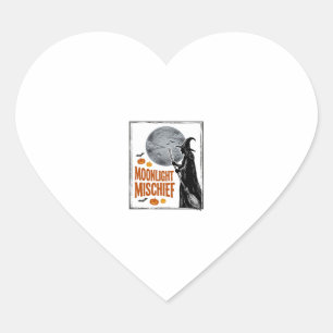 Vintage Witch Shirt Halloween Moon Silhouette_1 Heart Sticker