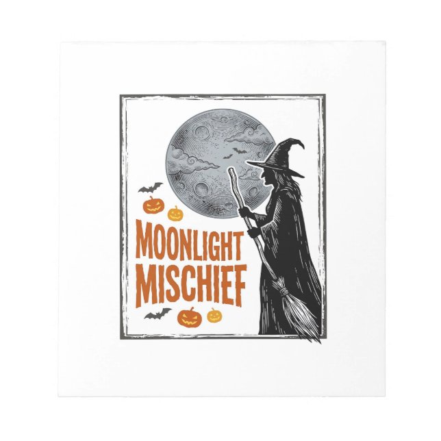 Vintage Witch Shirt Halloween Moon Silhouette_1 Notepad (Front)
