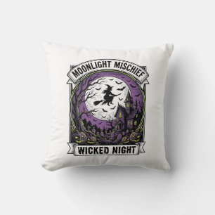 Vintage Witch Shirt Moonlit Haunted Halloween Art_ Cushion