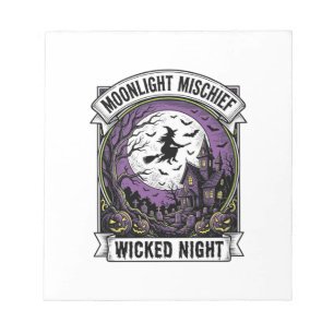Vintage Witch Shirt Moonlit Haunted Halloween Art_ Notepad