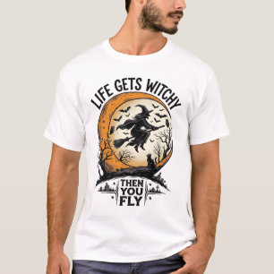 Vintage Witch Shirt Retro Halloween Flying Witch A