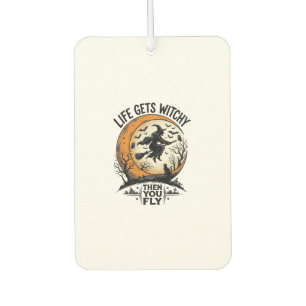 Vintage Witch Shirt Retro Halloween Flying Witch A Car Air Freshener