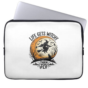Vintage Witch Shirt Retro Halloween Flying Witch A Laptop Sleeve