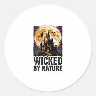 Vintage Witch Shirt Spooky Haunted Castle Hallowee Classic Round Sticker