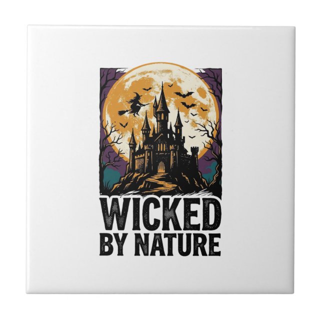 Vintage Witch Shirt Spooky Haunted Castle Hallowee Tile (Front)