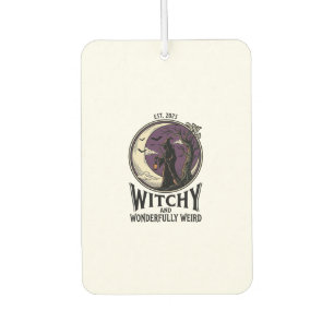 Vintage Witch Shirt With Spooky Moon Halloween Art Car Air Freshener