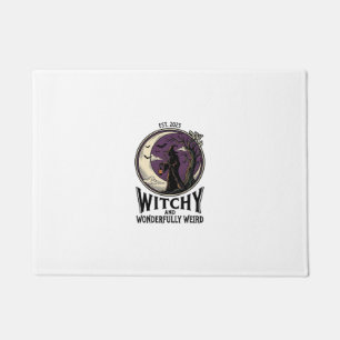 Vintage Witch Shirt With Spooky Moon Halloween Art Doormat