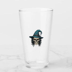 Vintage Witch Skull Halloween Vector Shirt Design_ Glass