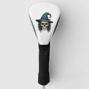Vintage Witch Skull Halloween Vector Shirt Design_ Golf Head Cover