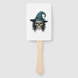 Vintage Witch Skull Halloween Vector Shirt Design_ Hand Fan