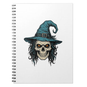 Vintage Witch Skull Halloween Vector Shirt Design_ Notebook