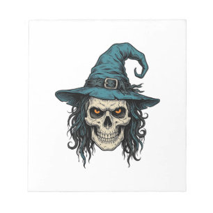 Vintage Witch Skull Halloween Vector Shirt Design_ Notepad