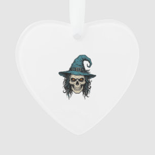 Vintage Witch Skull Halloween Vector Shirt Design_ Ornament