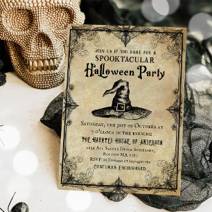 Vintage Witch Spooktacular Adult Halloween Party Invitation