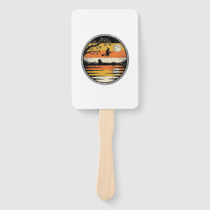 Vintage Witch Sunset Halloween Vector Design_1 Hand Fan