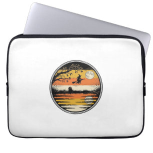 Vintage Witch Sunset Halloween Vector Design_1 Laptop Sleeve