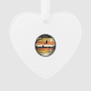 Vintage Witch Sunset Halloween Vector Design_1 Ornament
