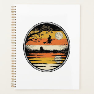 Vintage Witch Sunset Halloween Vector Design_1 Planner