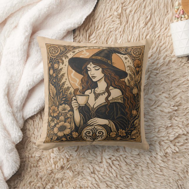Vintage Witch Tea Time Cushion (Blanket)
