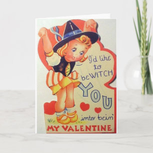 Vintage Witch Valentine's Day Greeting Card